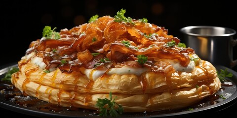 TepertÅ‘s PogÃ¡csa Delight Flaky Pastry, Crispy Pork Cracklings Culinary Ode to Tradition and Irresistible Taste. 