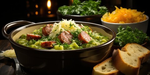 Dutch Split Pea Soup 'Snert' with Smoked Sausage, a Hearty Comfort Elixir