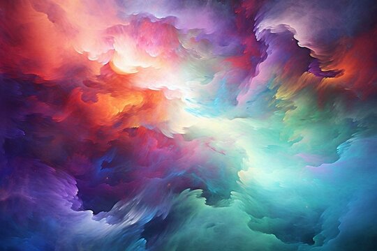 Vibrant space clouds and energy stream. Generative AI