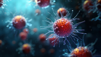 Colorful virus and cells background with copy space