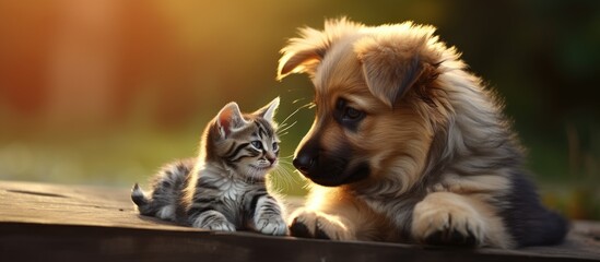 Cat and dog: baby animals