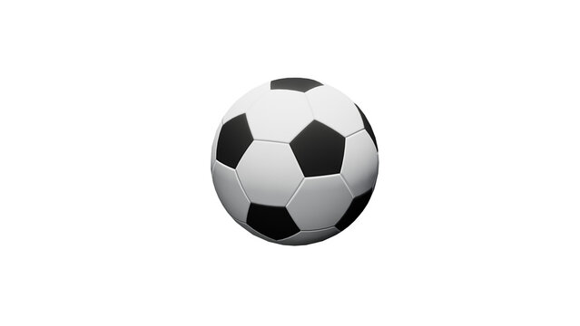 Soccer ball is shown on white background with black and white design. On isolated background