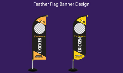 Food feather flag design for restaurant or cafe