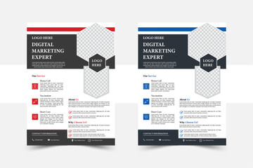 a bundle of 2 templates of different colors a4 flyer template. modern business flyer template,Corporate business flyer template design set with blue, and red  color.
Corporate business flyer template 