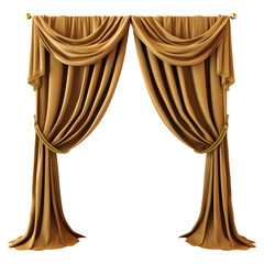 Golden curtains isolated on transparent background