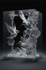 birds of crystal glass Art Glass Scandinavian sculpture

