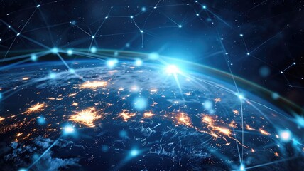 mobile network wires elegantly entwine the earth, symbolizing connectivity and the global web of communication
