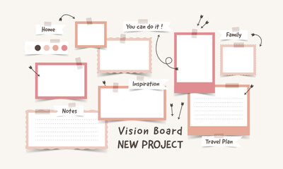 Vector photo collage template moodboard pictures grids vector illustration, vision board  © Lunny Wind