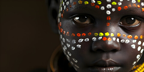 studio portrait of an African tribal child