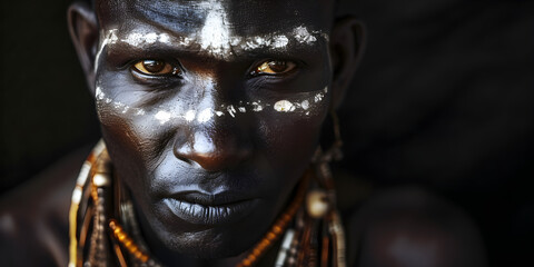 studio portrait of an African tribal man