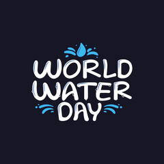 Hand-drawn World Water Day text creative typography vector design