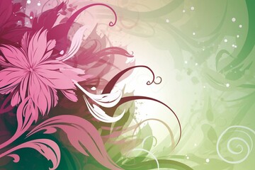 Abstract floral background in pink and green. Generative AI