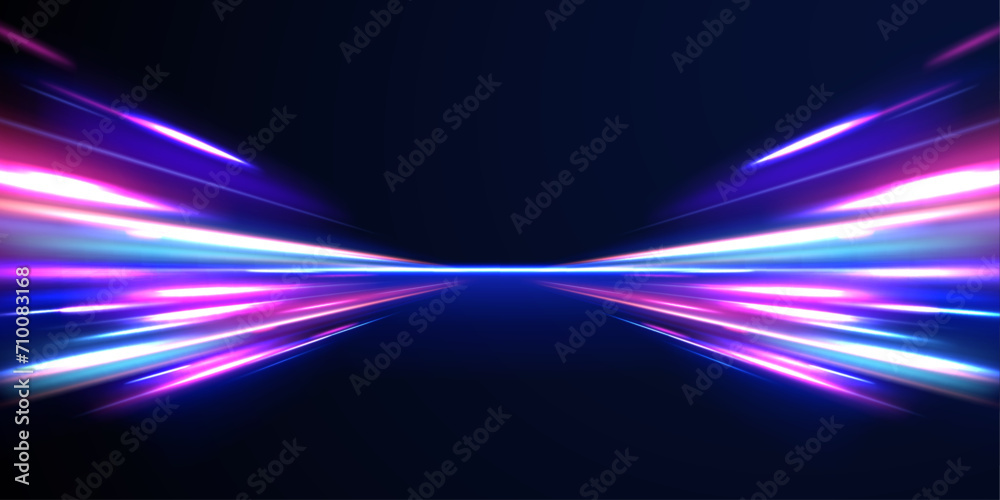 Wall mural panoramic high speed technology concept, light abstract background. abstract neon background with sh - Wall murals