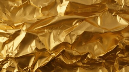 Crumpled Golden Texture. luxurious sheen and rich crumpled texture of golden fabric or metallic paper, rich glamour background.