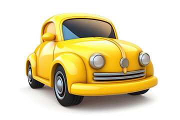 Fototapeta na wymiar Illustration of yellow car on white background
