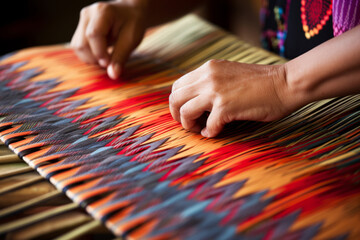Banig weaving by arranging the mats in a visually compelling composition - obrazy, fototapety, plakaty