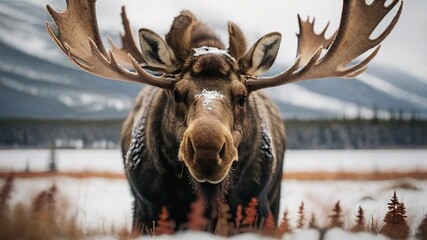Portrait of moose  - obrazy, fototapety, plakaty