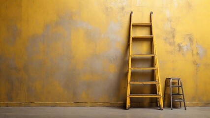 Ladder on yellow wall 