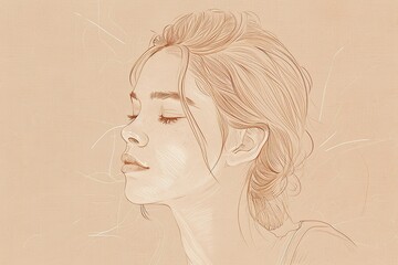 female silhouette drawing hand illustration digital, in the style of minimalist canvases