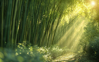 floresta de bambú  - obrazy, fototapety, plakaty