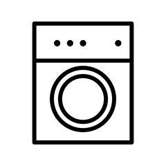 Vector black line icon washing machine isolated on white background