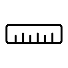 Vector black line icon school ruler isolated on white background