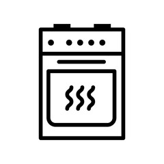 Vector black line icon kitchen stove isolated on white background