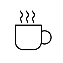 Vector black line icon hot tea isolated on white background
