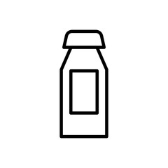 Vector black line icon bottle of milk isolated on white background