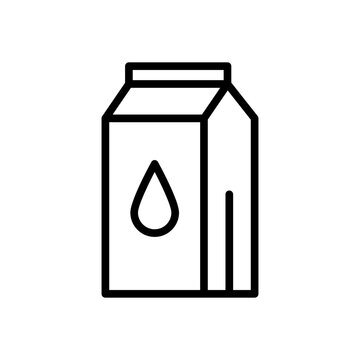 recommend clip art: Vector black line icon milk carton isolated on white background