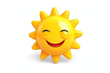 Illustration of cartoon yellow sun icon on white background