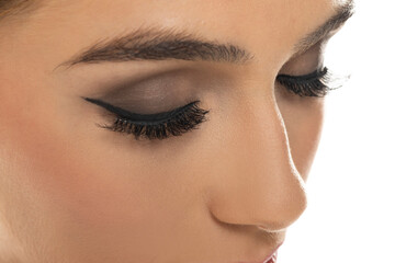 Closeup of Makeup and artificial eyelashes.
