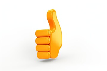 Illustration of yellow color thumb up on white background