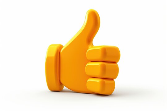 Illustration of yellow color thumb up on white background