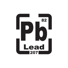 Lead or Plumbum element icon,chemical element in the periodic table
