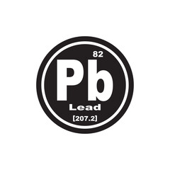 Lead or Plumbum element icon,chemical element in the periodic table