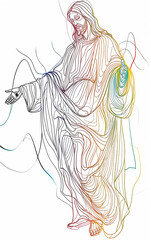 Desenho de Jesus Cristo , em desenho de uma linha, apenas contorno da figura