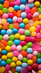 Obraz premium Colorful candies background. Top view of colorful dragee.