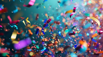 Colorful Confetti Flying in the Air at Festive Celebration Party
