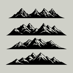 set of mountains with the silhouettes of mountains mountain icons set - obrazy, fototapety, plakaty
