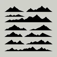 Fotobehang set of mountains with the silhouettes of mountains mountain icons set © Royokta