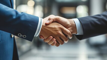 two businessman hand shake for deal, concept of business, generative ai