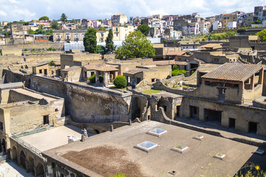 Archaeological Park of Ercolano. Ruins of an ancient city destroyed by the eruption of the volcano Vesuvius.