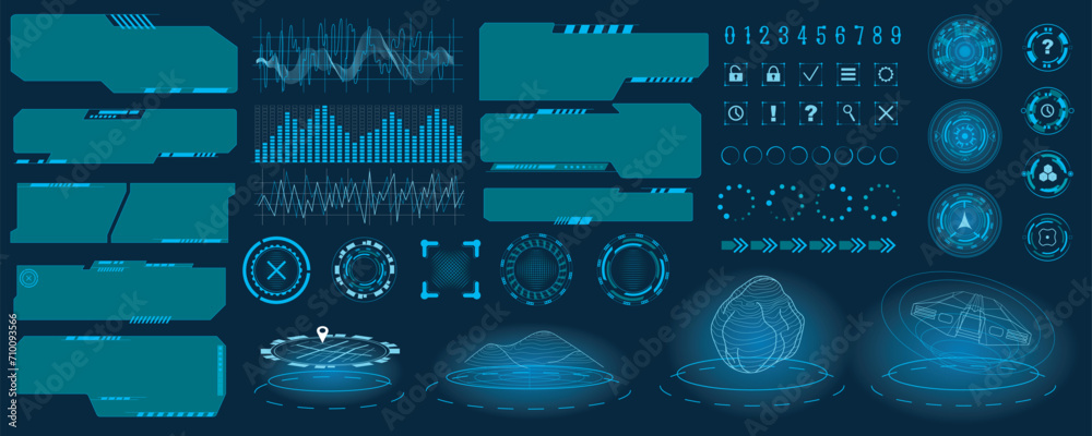 Poster futuristic user interface mega set in flat design. bundle elements of gui element dashboard, ui scre