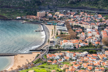 panoramic view of Machico and its port, Madeira, Portugal
