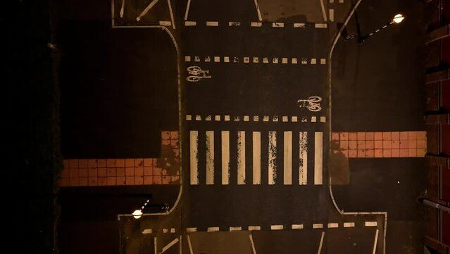 Zebra crossing for pedestrians at night 