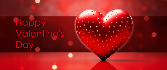 romantic card for valentines day, red heart 