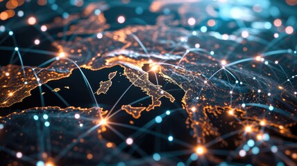 light image depicting European mobile network wires gracefully enveloping a illustrating seamless connectivity and the network's expansive reach