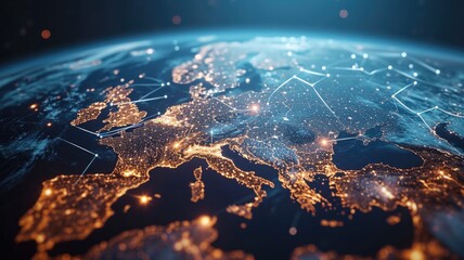 light image depicting European mobile network wires gracefully enveloping a illustrating seamless connectivity and the network's expansive reach