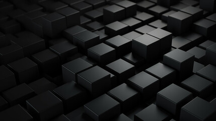 Black cubes. Black abstract geometric background with cubes